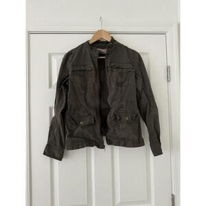 Caslon Military Cargo Jacket Womens Medium Green Front Zip Pockets Casual Street